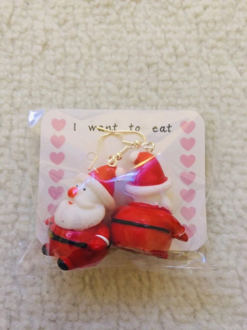 Chubby Santa Claus Dangle Earrings Christmas Resin Novelty